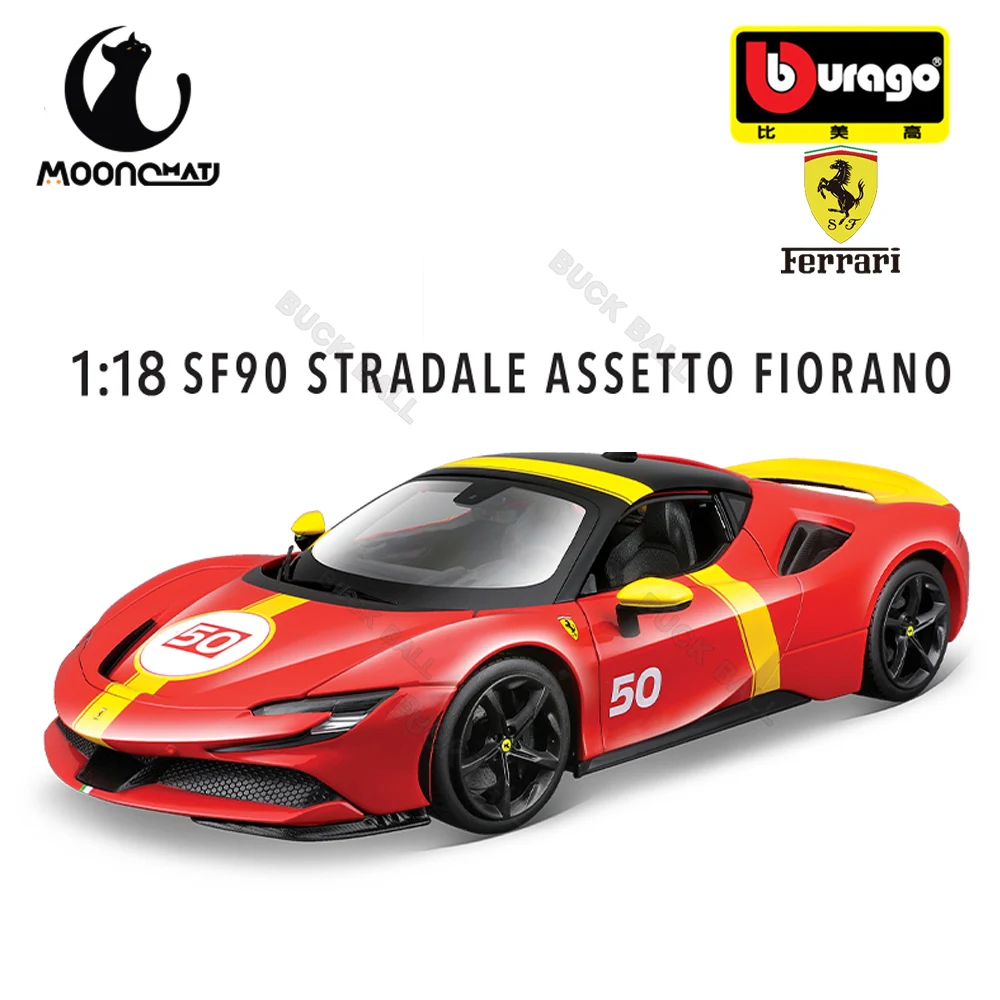 

New Bburago 1:18 SF90 STRADALE ASSETTO FIORANO Car Model Alloy Die Cast Sports Car Collection Luxury Vehicle Customized Toy Gift