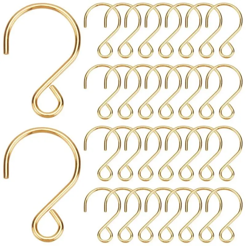ABYN-S Shaped Hook Stainless Steel Wire Hanger 600Pcs Golden Mini Jewelry DIY Chandelier Christmas Tree Decor