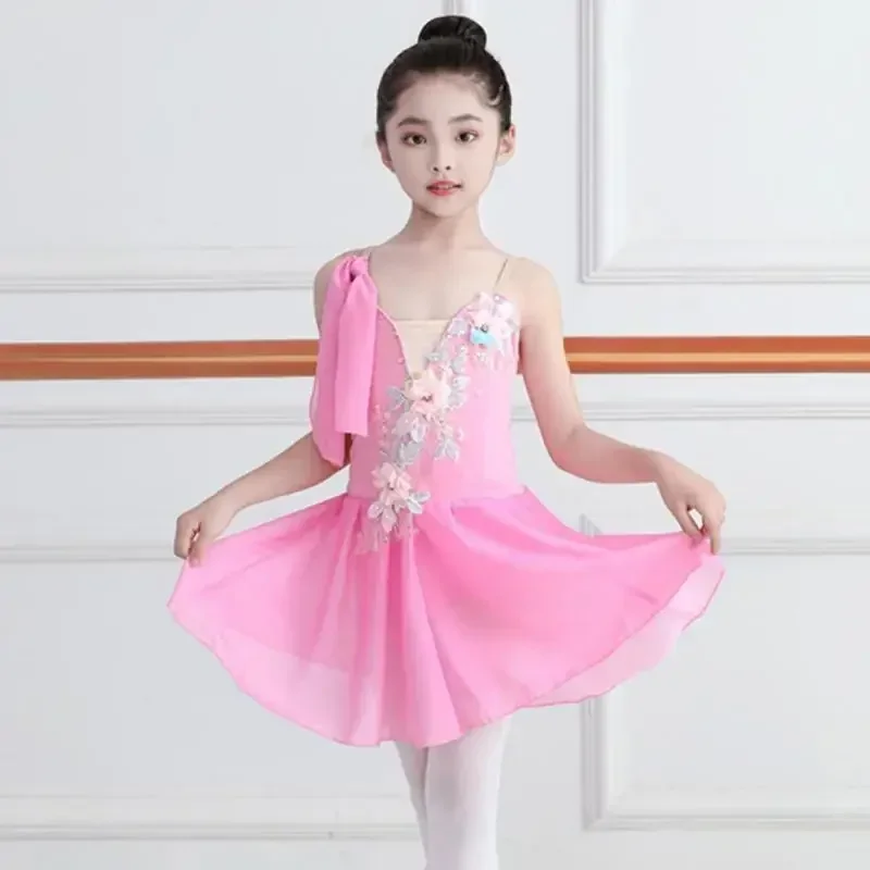 

Children Ballet Dress Girls Pink Blue White Chiffon Classical Leotard Ballet Dress For Kids Modern Dance Chinese Sling Dress