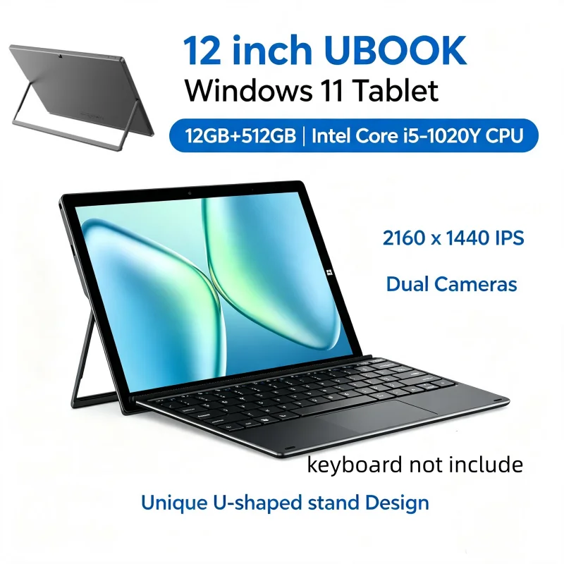 12 INCH 12GB RAM 512GB eMMC ROM UBook Intel Core i5-1020Y Windows 11 Home TABLET PC WIFI 2160 x 1440 IPS Screen 64-bit Type-C
