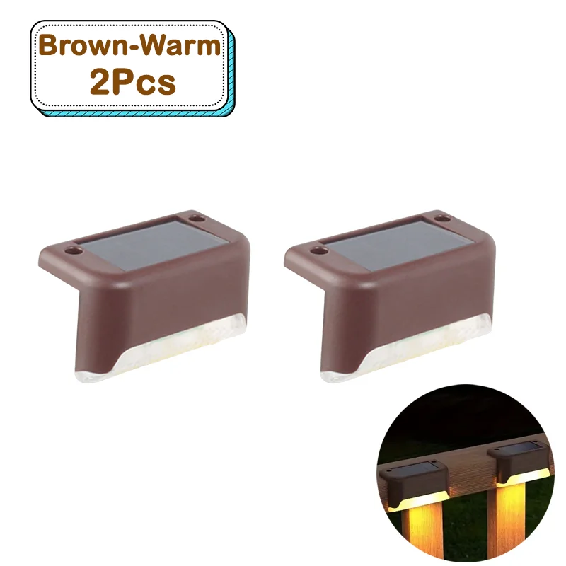 Outdoor Solar Step Lights Warm witte LED waterdichte trappadverlichting voor tuin terras hek balkon decoratie zonne-energie