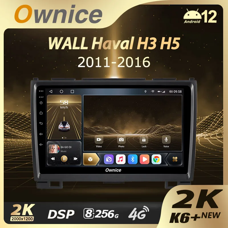 Ownice K6+ 2K For GREAT WALL Hover Haval H3 H5 2011 - 2016 Car Radio Navigation Video Stereo Navi Player GPS Android 12 No 2 din