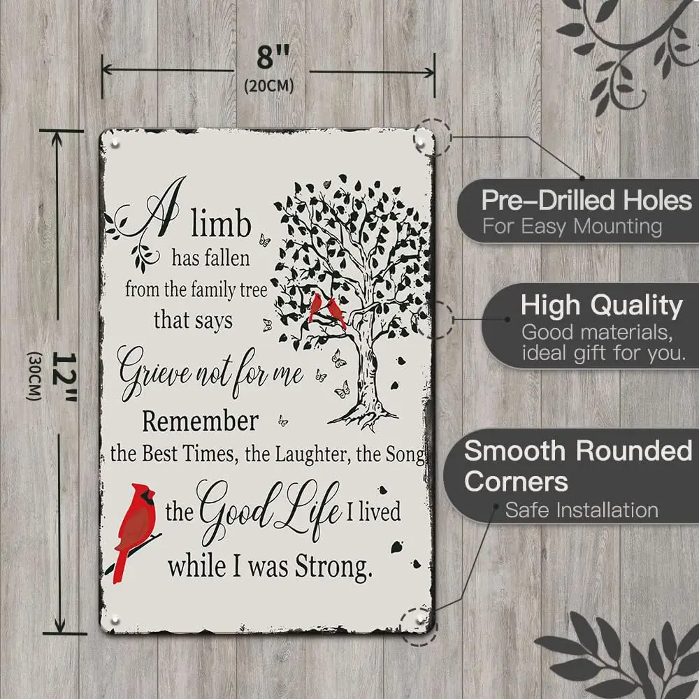 Memorial Gifts for Loss of Mother Father Husband, 2Pcs Sympathy Bereavement Gifts, Funeral Decorations 12x8 Inches Tin Sign Cond