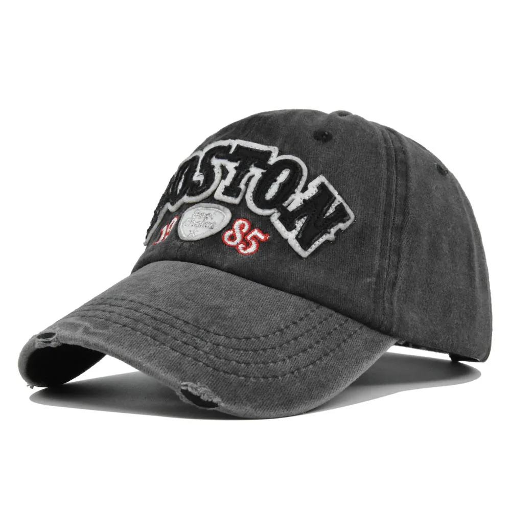 

BOSTON Baseball 3D Patch Embroidered Duckbill Cap Washed Vintage Sun Hat