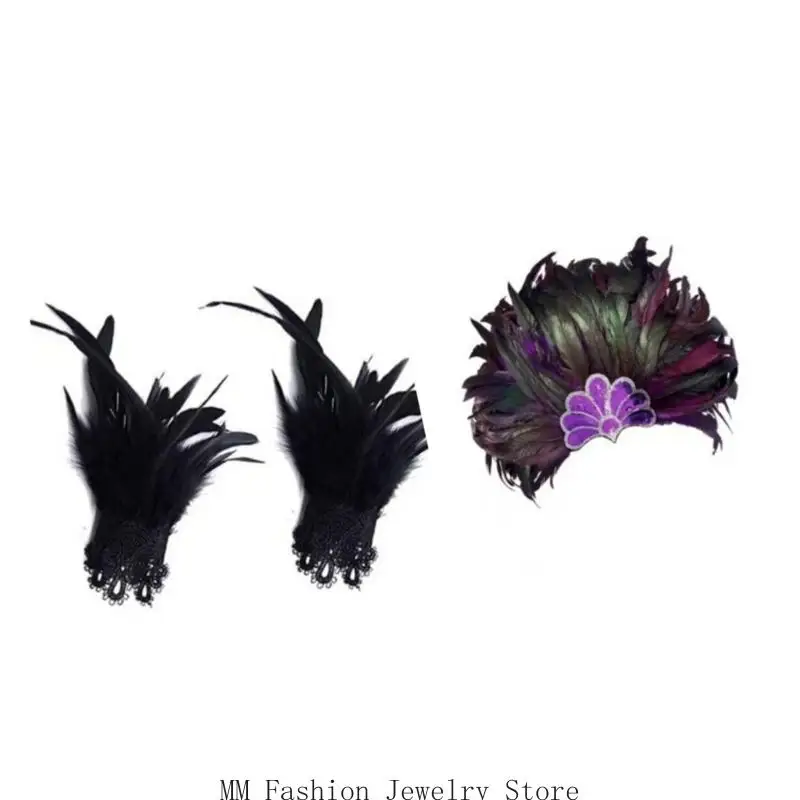 

D0UB Celebratory Hair And Wrist Set Multipurpose Theme Party Accessories For Halloween Themed Parties Everyday Use
