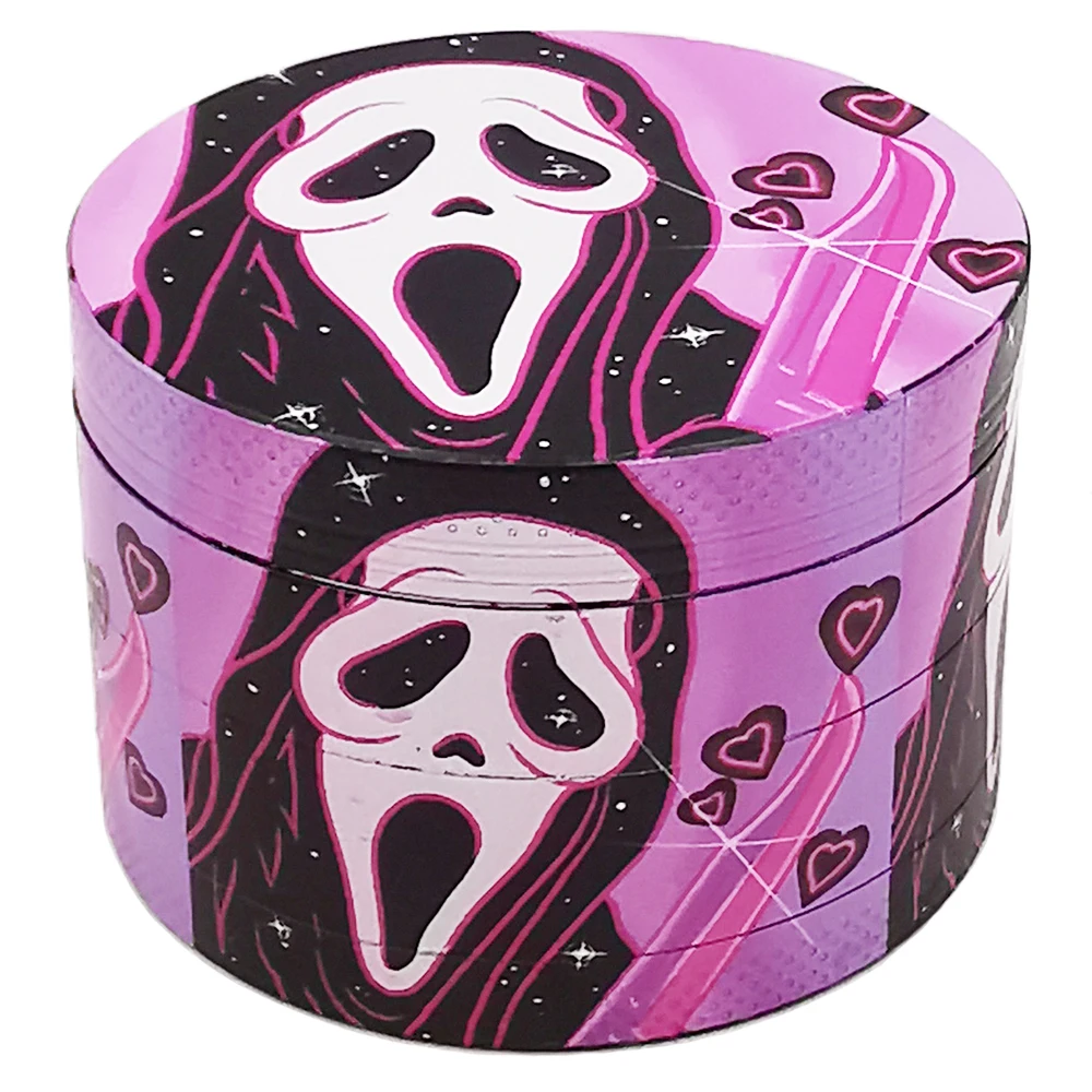 Metal Grinder Herb 4 Layer 63MM 2.5 Inches Cartoon XXL Smoke Acceesories Pattern Halloween Gift Ghost Pink