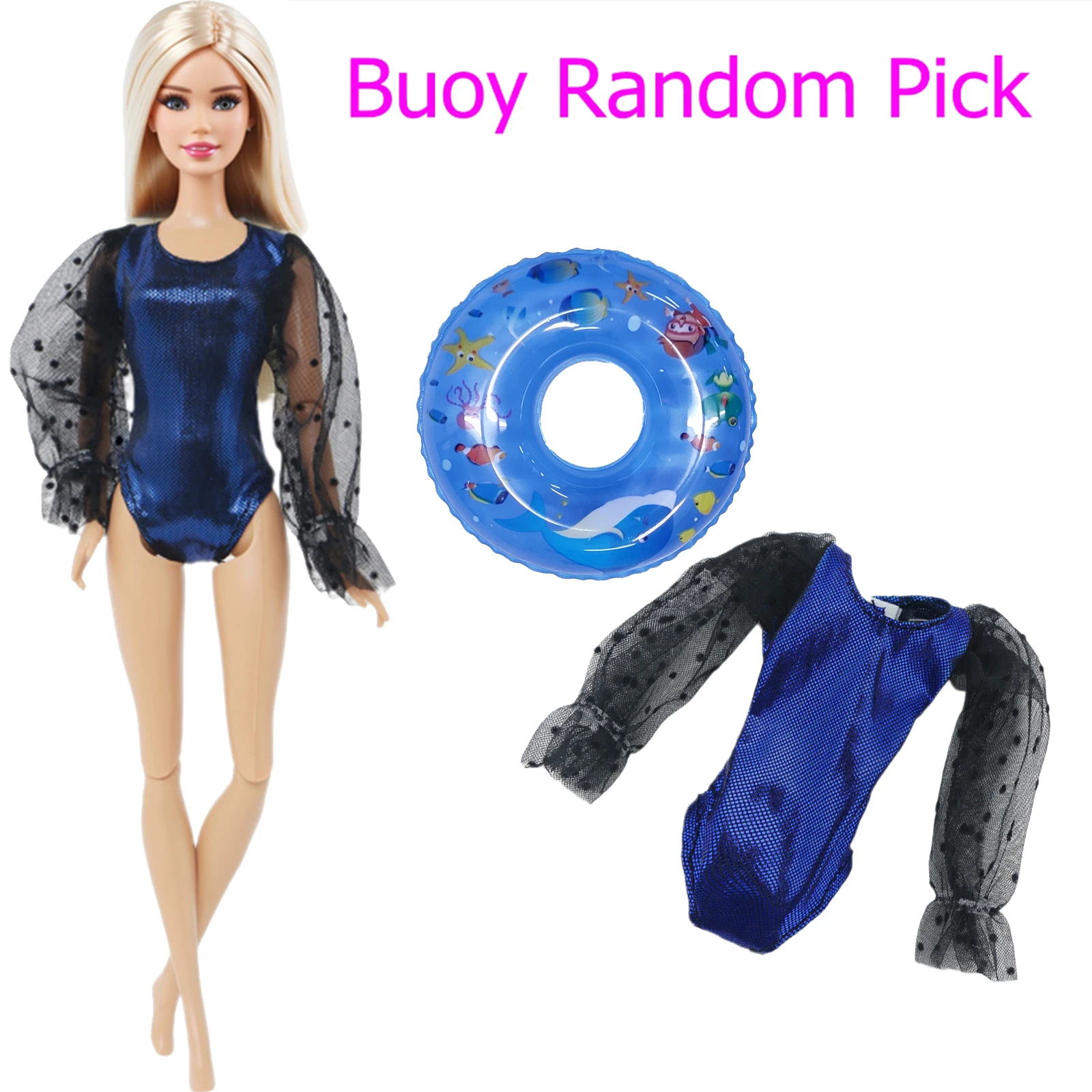 Tenue De Maillot De Bain Pour Poupée 35-45 Cm – Avec Lunettes, Bouée, Thème Animal Marin – Set été