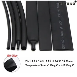 1~50m Heat Shrink Tube No Glue 3:1 Ratio Black Diameter 1.5 ~ 50mm Waterproof Polyolefin Wire Wrap Insulated Lined Cable Sleeve