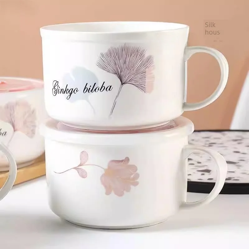 

Microwave Se Cerc Bowl with Lid Flat Bot Handled Large Cup Office Use Small Cup for Microwave Oven Cooking