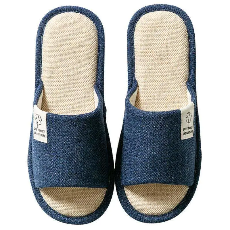 Men's Cotton Linen Slippers Breathable Home Indoor Floor Anti-slip Spring Autumn Summer Universal Absorb Sweat Linen Slippers