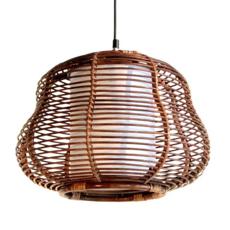 Natural Rattan Handwoven Pendant Light - Eco-friendly LED Decorative Lighting for Patio, Hallway, Restaurant