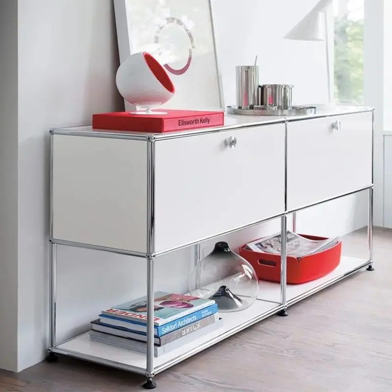 Modern Living Room Cabinet Modular Sideboard Storage Cabinets Combination TV Stand for Customizable Steel Frame Wood Furniture