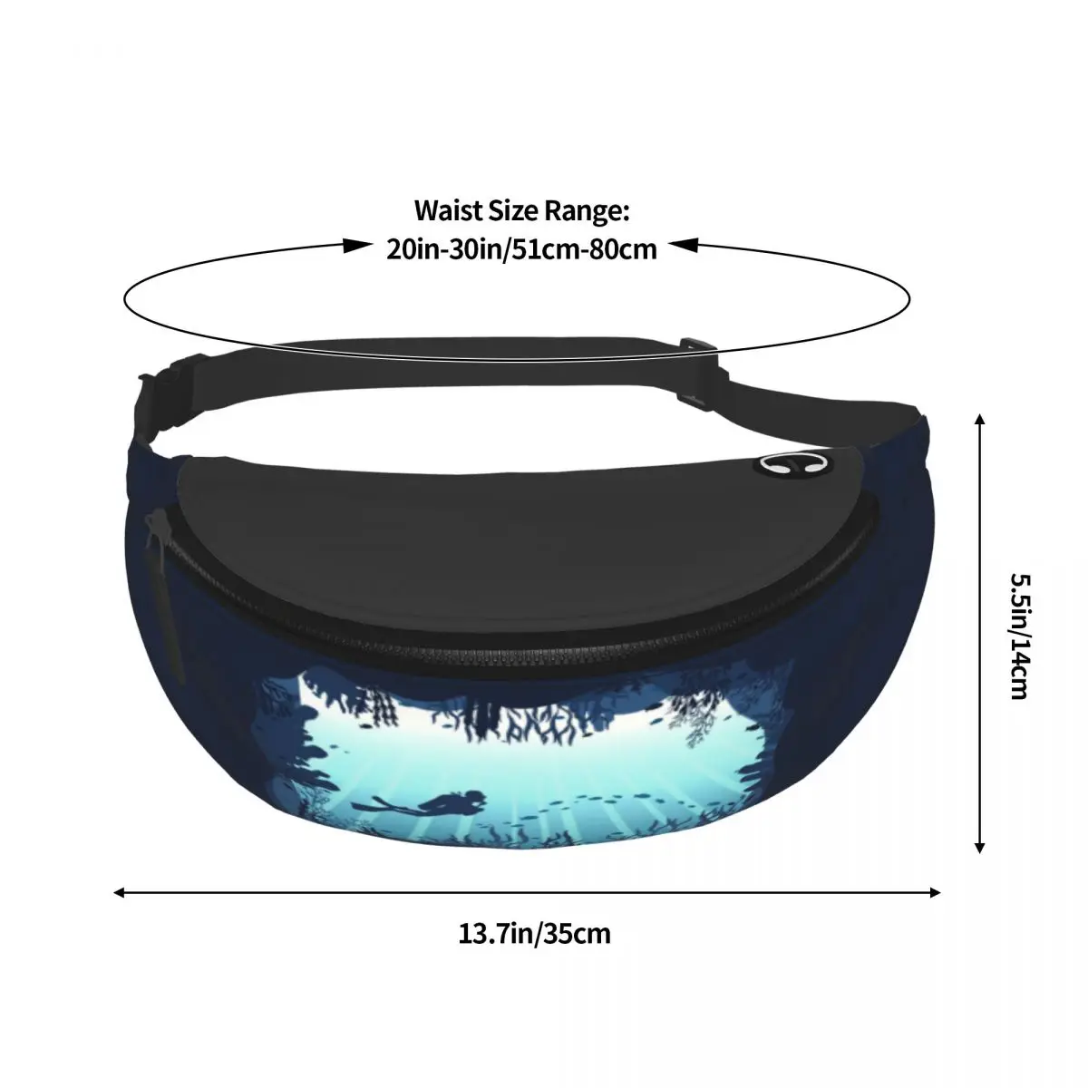 Casual Crossbody Fanny Pack para homens e mulheres, Deep Sea, Caveran Diver, bolsa de cintura para acampar, ciclismo, bolsa de dinheiro para telefone