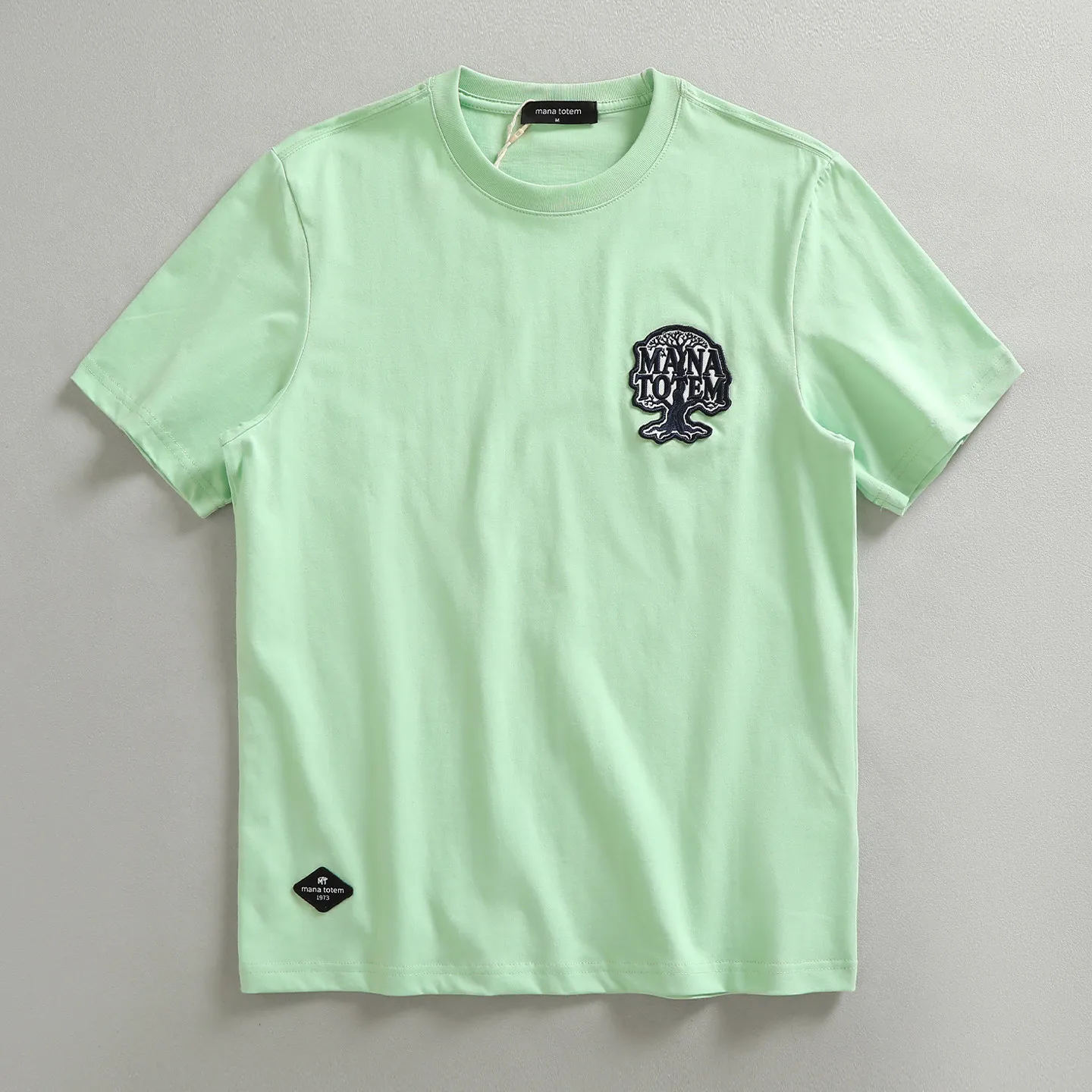 100% cotton letter embroidered micro seal short-sleeved T-shirt for men, comfortable and versatile half-sleeved T-shirt