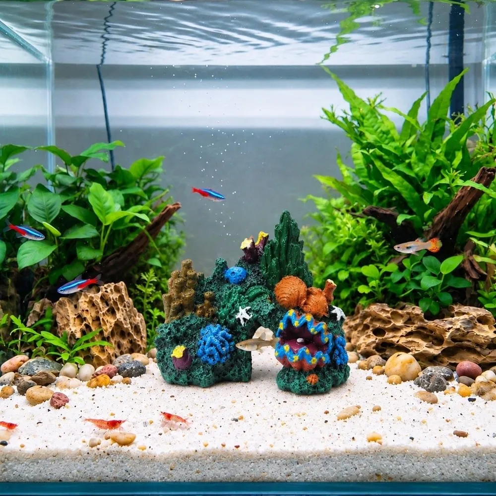 Resin Aquarium Decoration Irregular Shape Ocean Color Resin Rock Cave Safe Surface Hollow Structure Fish Tank Ornament