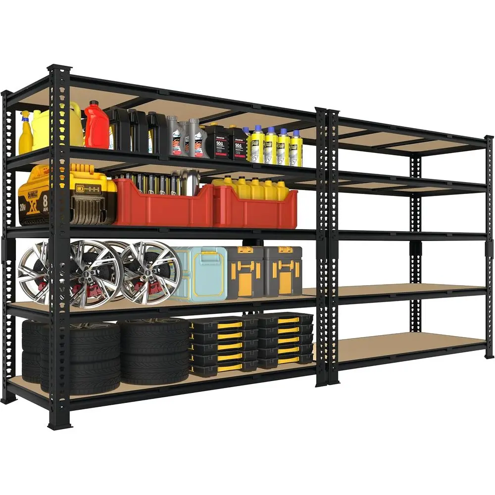 

Металлический промышленный стеллаж 48x24x72, 5-ярусный, регулируемый, усиленный, для гаража, кладовой, кухни, черный