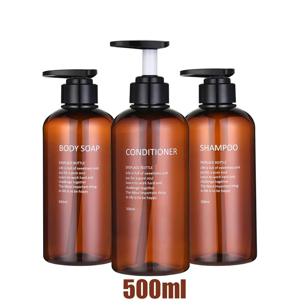 Refillable Shampoo Conditioner Body Wash Dispenser Set Printed Letters Bathroom Soap Bottle Dispenser Shower Pump Shampoo 1PC3PC