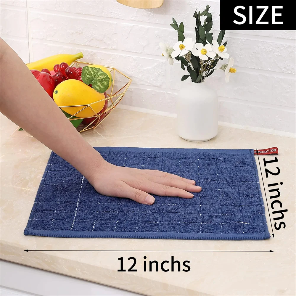 Kitinjoy 4/6pcs 100% Cottton Kitchen Towel Absorbent Dishcloth Ultra Soft Kitchen Cloths Drying Hand Towels Home Cleaning Tools