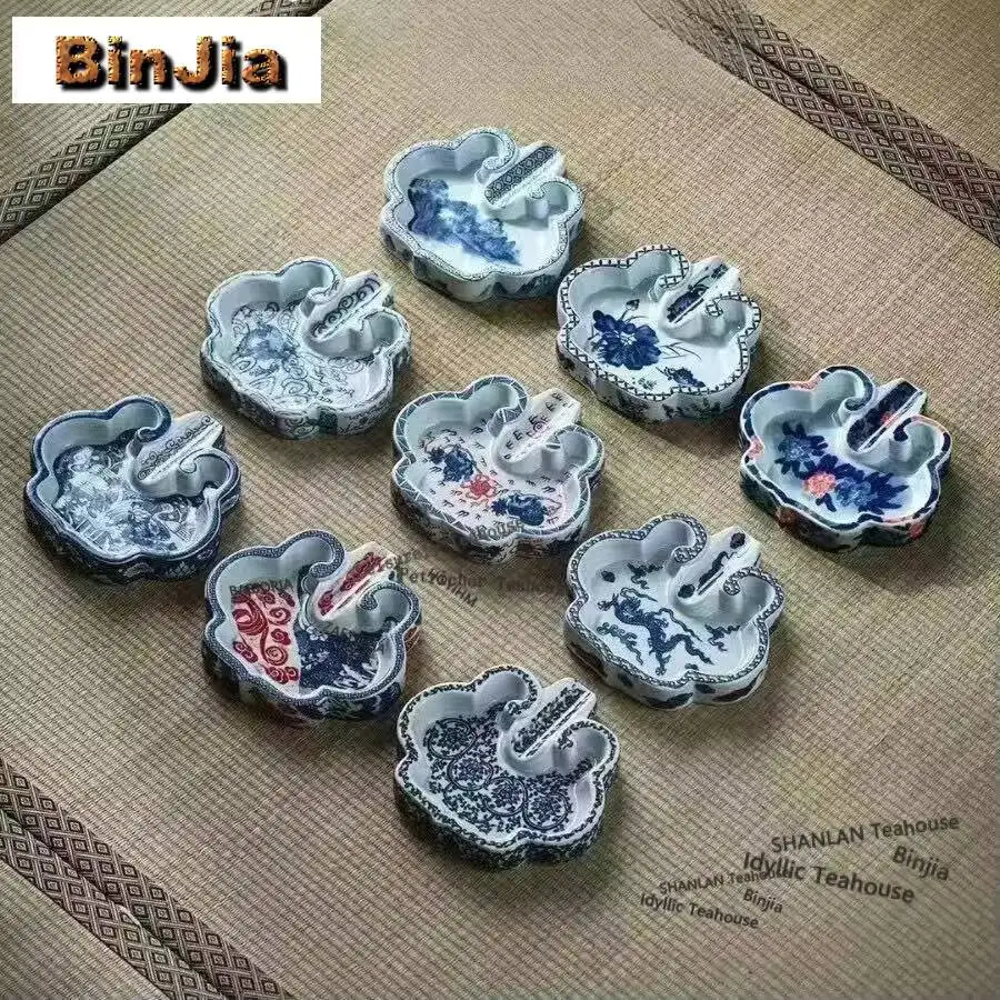 Blue and White Cigar Ashtray Aesthetic Tobacco Smoke Odor Removal Pocket Ashtray Ash Tray Weed Smoking Tableware Ornaments craft