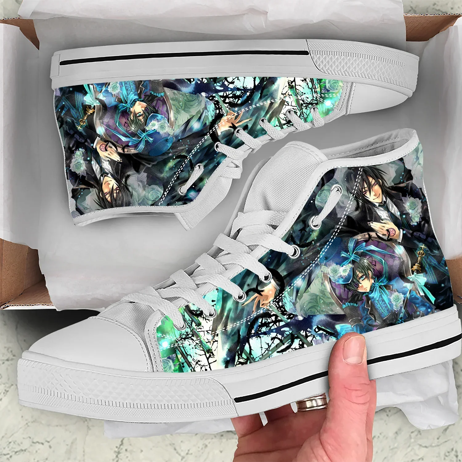 

Hot Anime Black Butler 3D Print Canvas Shoes Women Men Students Sneakers Lightweight Fashion High Top Casual Shoes Board Shoes