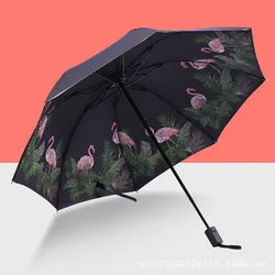 Flamingo Van Gogh Famous Oil Painting Umbrella Sun And Rain Anti-uv Umbrella For Men And Women Rain Parasol Folding Paraguas