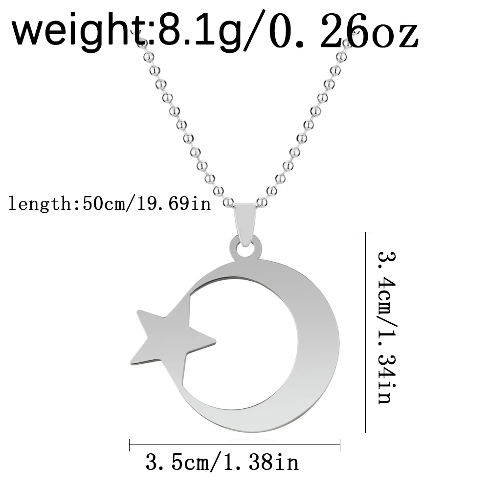 الإبداعية الفولاذ المقاوم للصدأ تركيا نجمة القمر الفولاذ المقاوم للصدأ سلسلة بدلاية قلادة للرجال النساء المجوهرات الدينية التركية