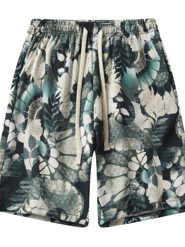

Мужские летние винтажные шорты с принтом, повседневные спортивные модные пляжные брюки длиной до колена с цветочным узором, универсальные, со средней талией