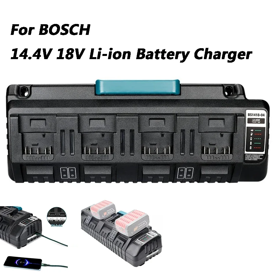 

Зарядное устройство с 4 портами для BOSCH 14,4 в 18 в BAT609 BAT609G BAT618 BAT618G 3A