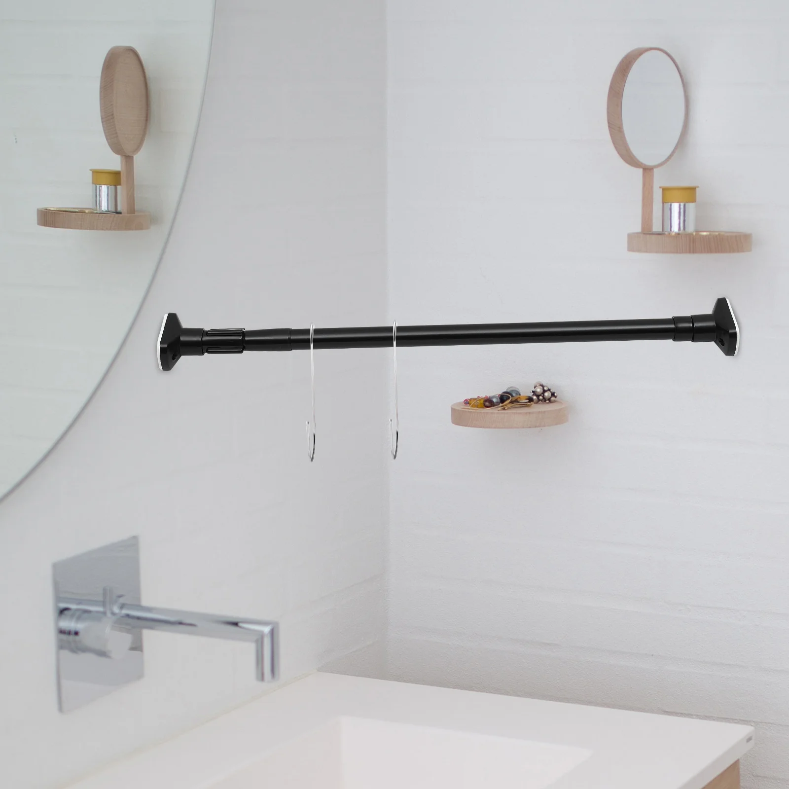 Clothes Rail Door Extendable Shower Extendable Bar Closet 50-80cm Wardrobe Rod Telescopic Poles Shower Stainless Steel Corner