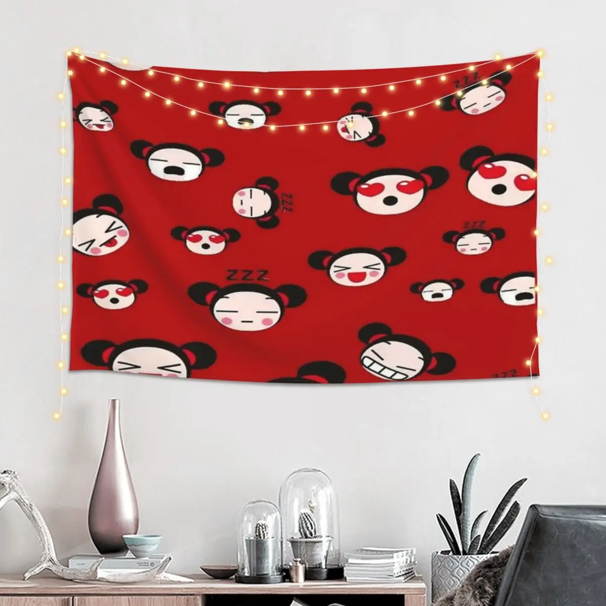 Pucca Tapestry Hippie Wall Hanging Aesthetic Home Decor Tapestries for Living Room Bedroom Dorm Room