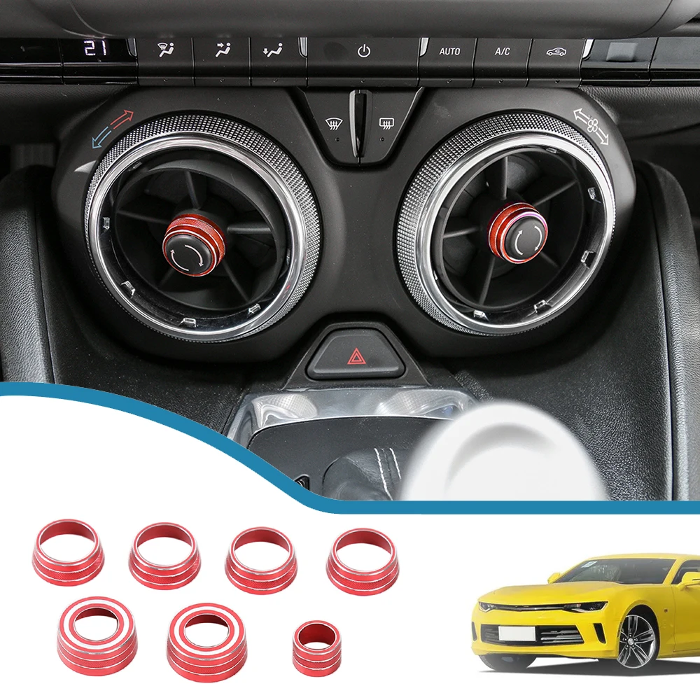 

Car Dashboard Central Air Conditioning Volume Knobs Ring Trim for Chevrolet Camaro 2017 2018 2019 2020 2021 Interior Accessories