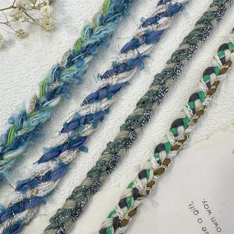 Blue Series Baby Clothes DIY Clothing Accessories Woven Fried Dough Twists Tweed Lace Width 1.5cm Handmade Webbing Ribbon Sewing