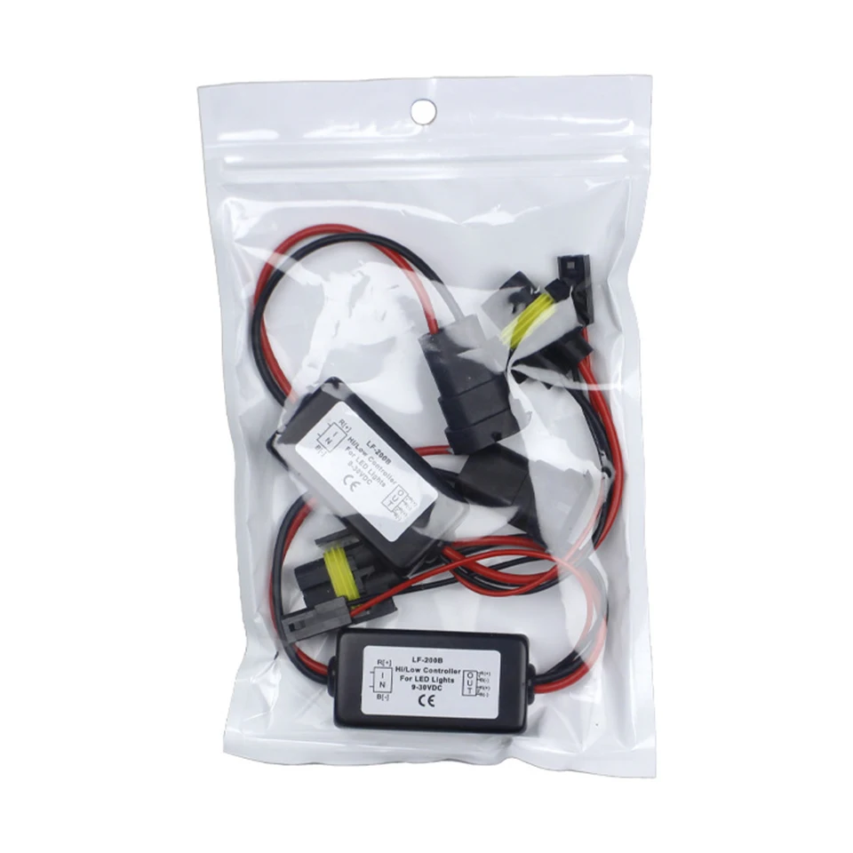 1 Pair LF-200B High/Low Beam Controller For Bi-LED Fog Light Lens H8 H11 Relay Harness Wiring Connector Car Accessories 9-30V