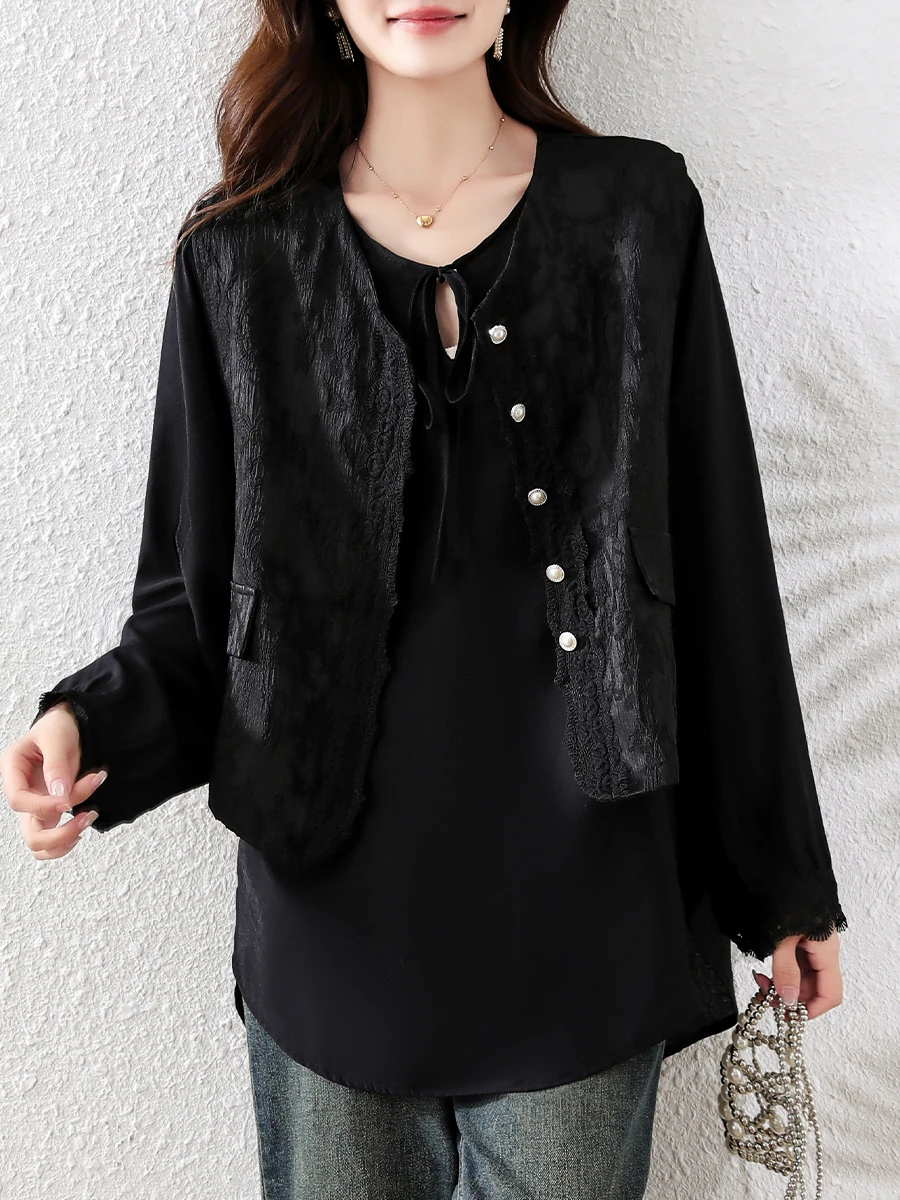 Nowa chińska luźna bluzka damska typu longsleeve, warstwa bazowa, plus size, swobodny krój, na wiosnę i jesień, nowość.