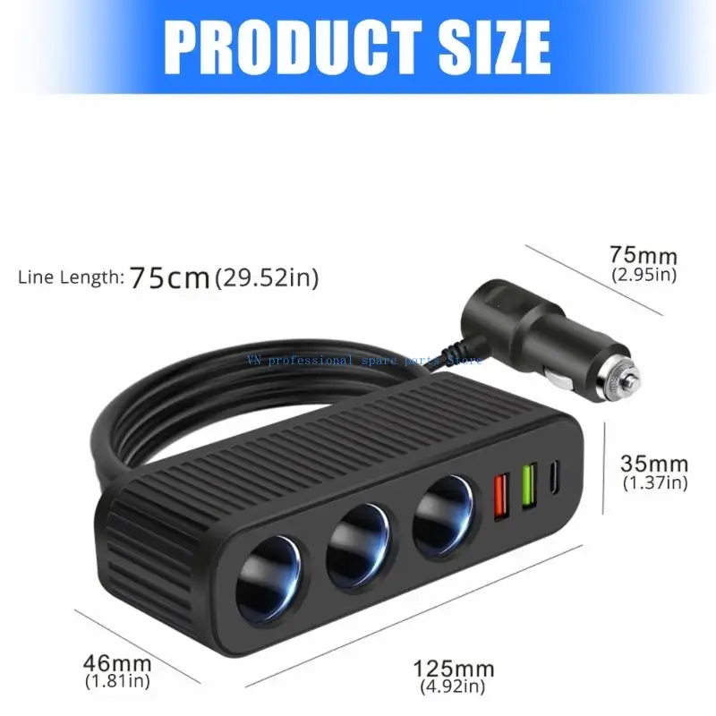 محول طاقة السيارة عالي الكفاءة 41XA مع 3 منافذ حل طاقة الطريق العائلي للاستخدام متعدد الاستخدامات في المركبات المختلفة