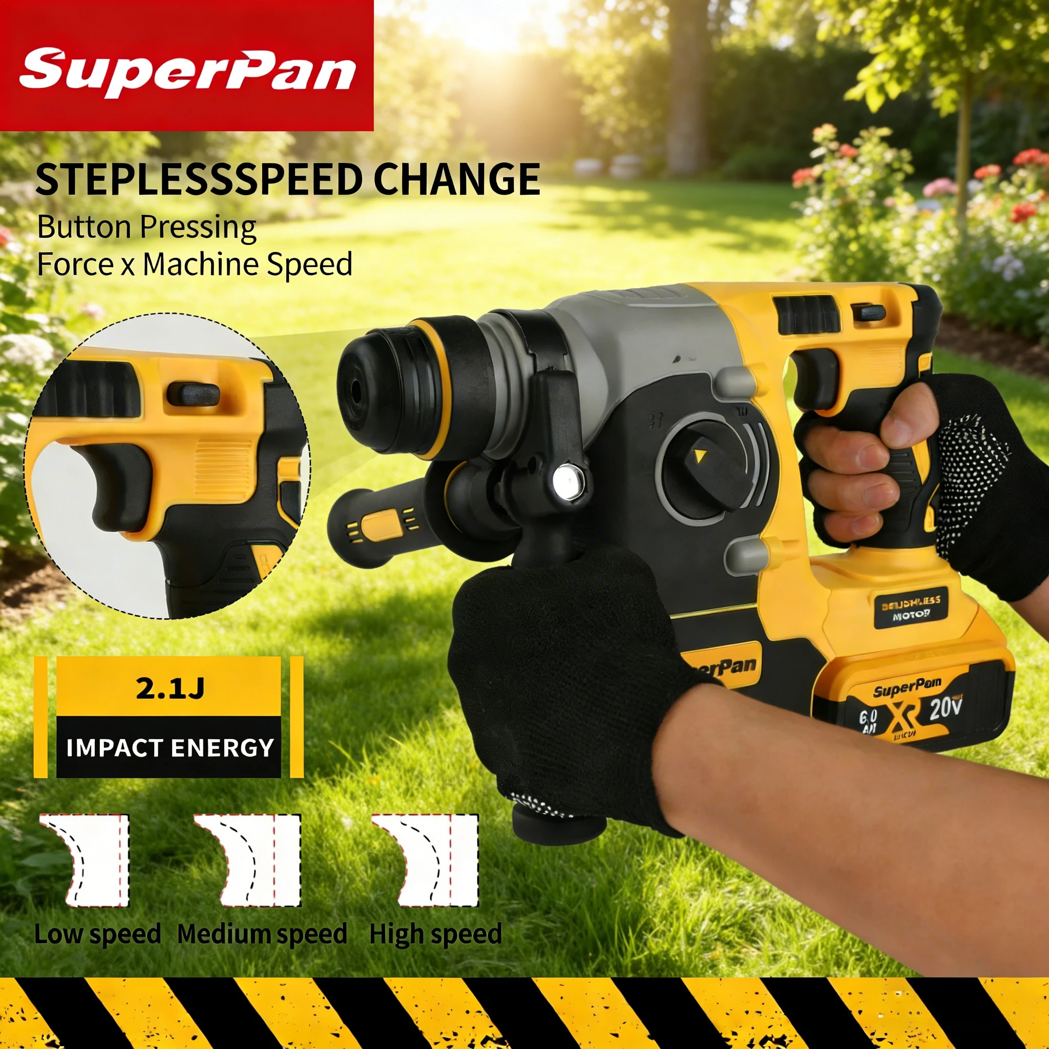 

Ударная дрель SuperPan DCH273 с длительным сроком службы, 20В, 1100 об/мин, 4600 уд/мин, для кемперов и строительных работ, совместима с аккумулятором DeWalt 20В