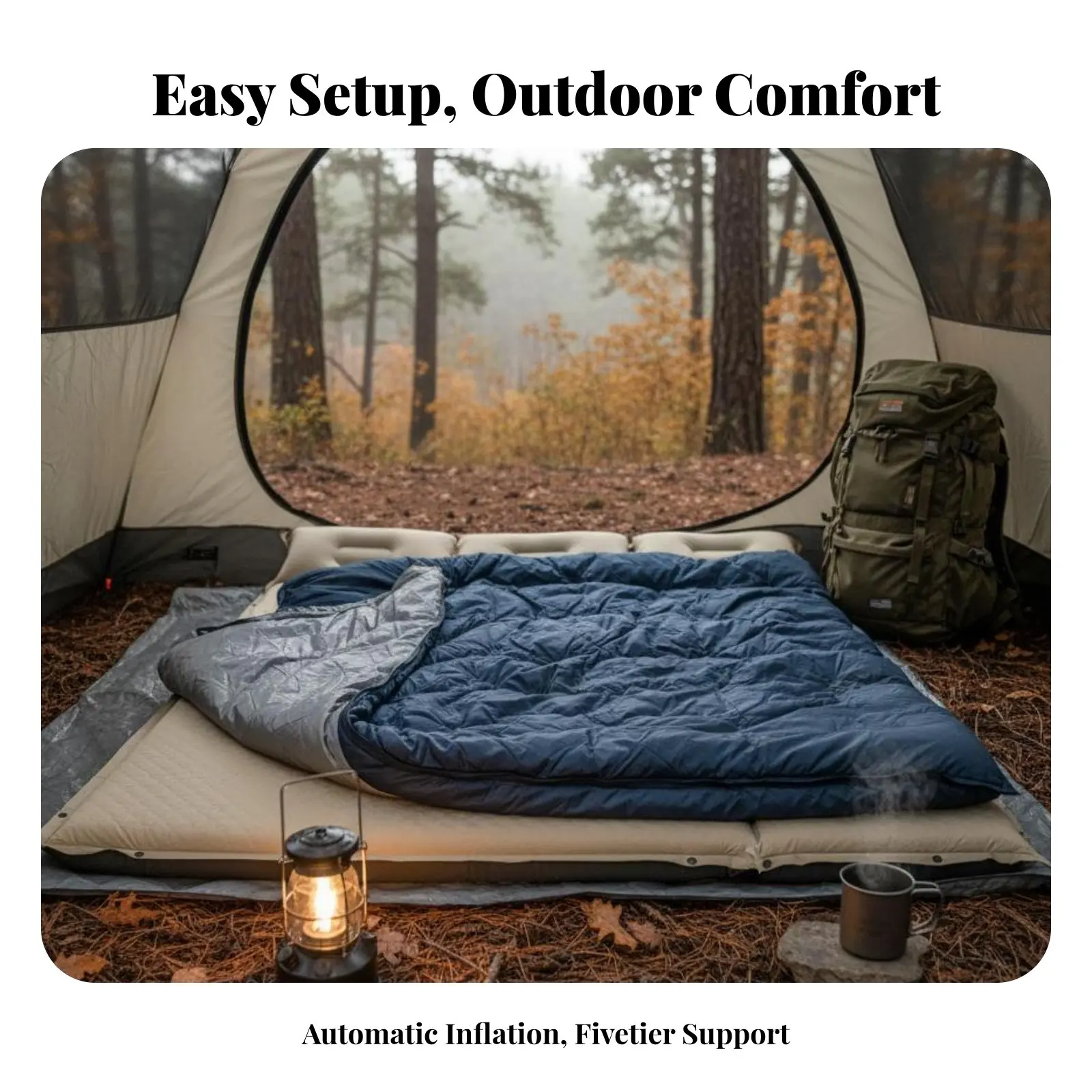 

Inflatable Mattress, Outdoor Automatic Air Bed, Thick Camping Ground Pad with Pillow, Home, Tent, Outings