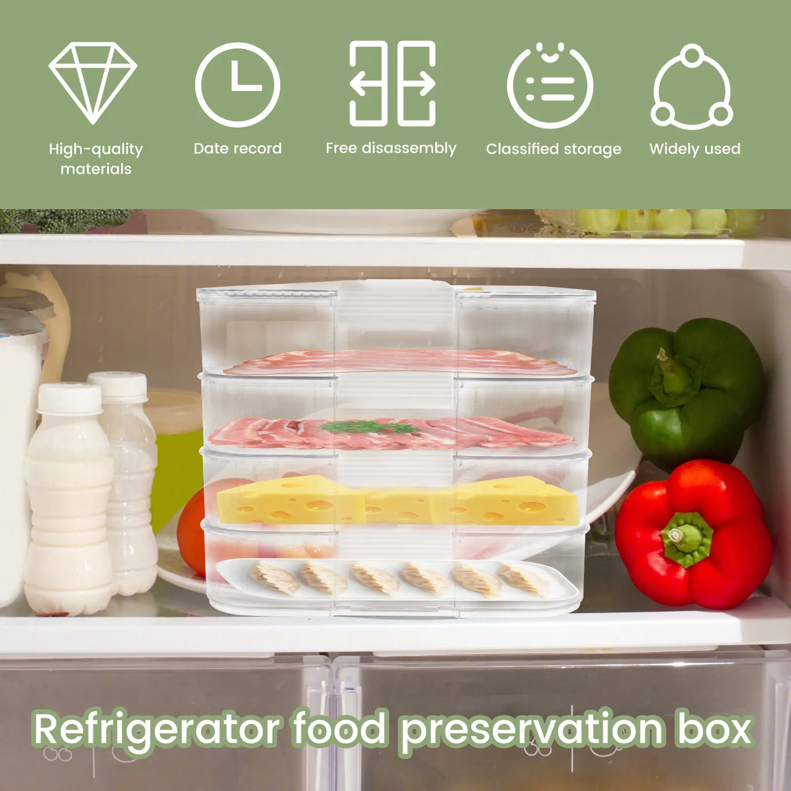 Dumpling Box Refrigerator Fresh Storage Box Multi-Layer Quick Frozen Dumpling Storage Container Kitchen Food Grade Storage Box