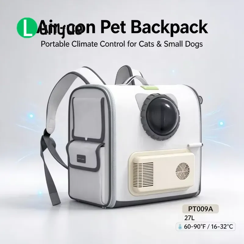 Intelligent Air Conditioning Pet Backpack 27L with Temperature Control Heating Cooling Function Pet Travel Bag Strap Carrier