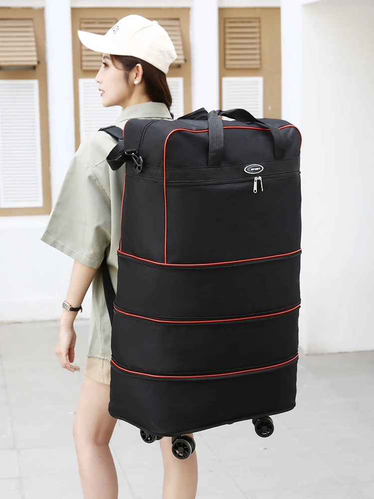 large-capacity-portable-travel-bag-double-shoulder-backpack-detachable-universal-wheels-check-in-bag-multi-layer-storage-bag