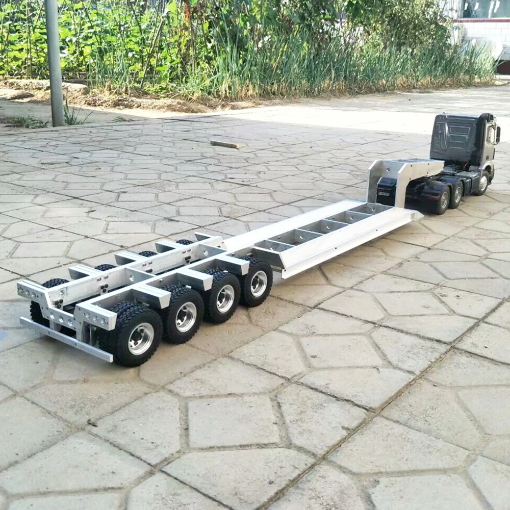4-osiowa przyczepa metalowa 1/14 1/12 do wywrotka hydraulicznego RC Model ładowarka transportowa Model koparki akcesoria paleta