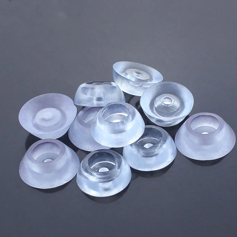 Immagine 6: Piedini in Gomma Siliconica Trasparente da 17mm e 20mm, Protezioni Antiscivolo da Chiodare per Mobili di Casa e Ufficio