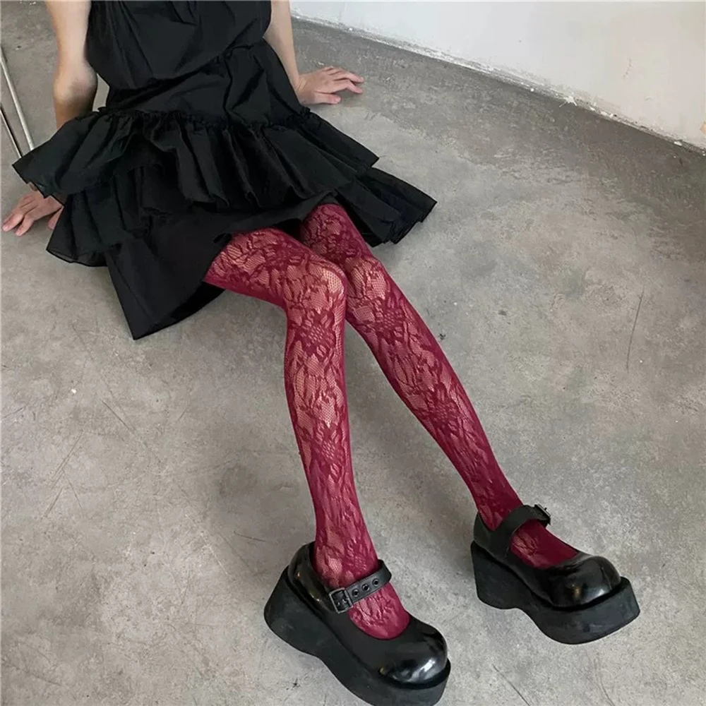 Sweet Cute Girls Summer Tights Punk Style Thigh High Stockings Hosiery Sexy Mesh Fishnet Pantyhose Woman Hollow Out Stocking
