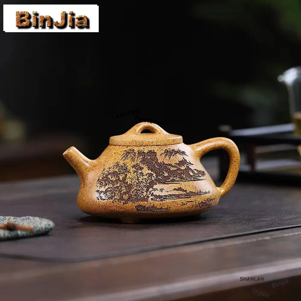 

300ml Hand-carved Yixing Purple Clay Teapot Section Mud Stone Scoop Tea Infuser Custom Zisha Set Chinese Accessories Collection