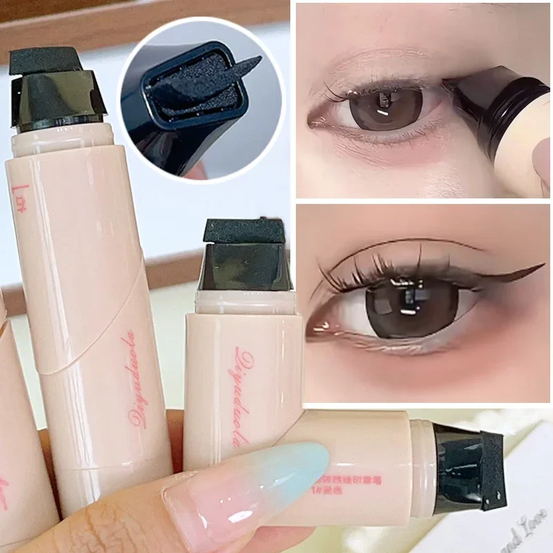 Dual Tip Eyeliner Stamp Waterproof Long Lasting Eyeliner Stamp Black Brown Liquid Wing Eyeliner Stencil Precision Makeup Tools