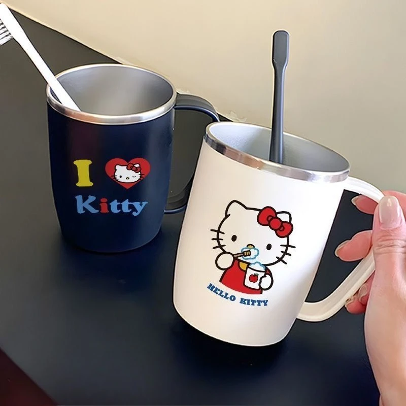 

Kawaii Hello Kitty Sanrio детская милая мультяшная чашка для зубной щетки из нержавеющей стали, студенческие чашки для пар, рождественские подарки для детей