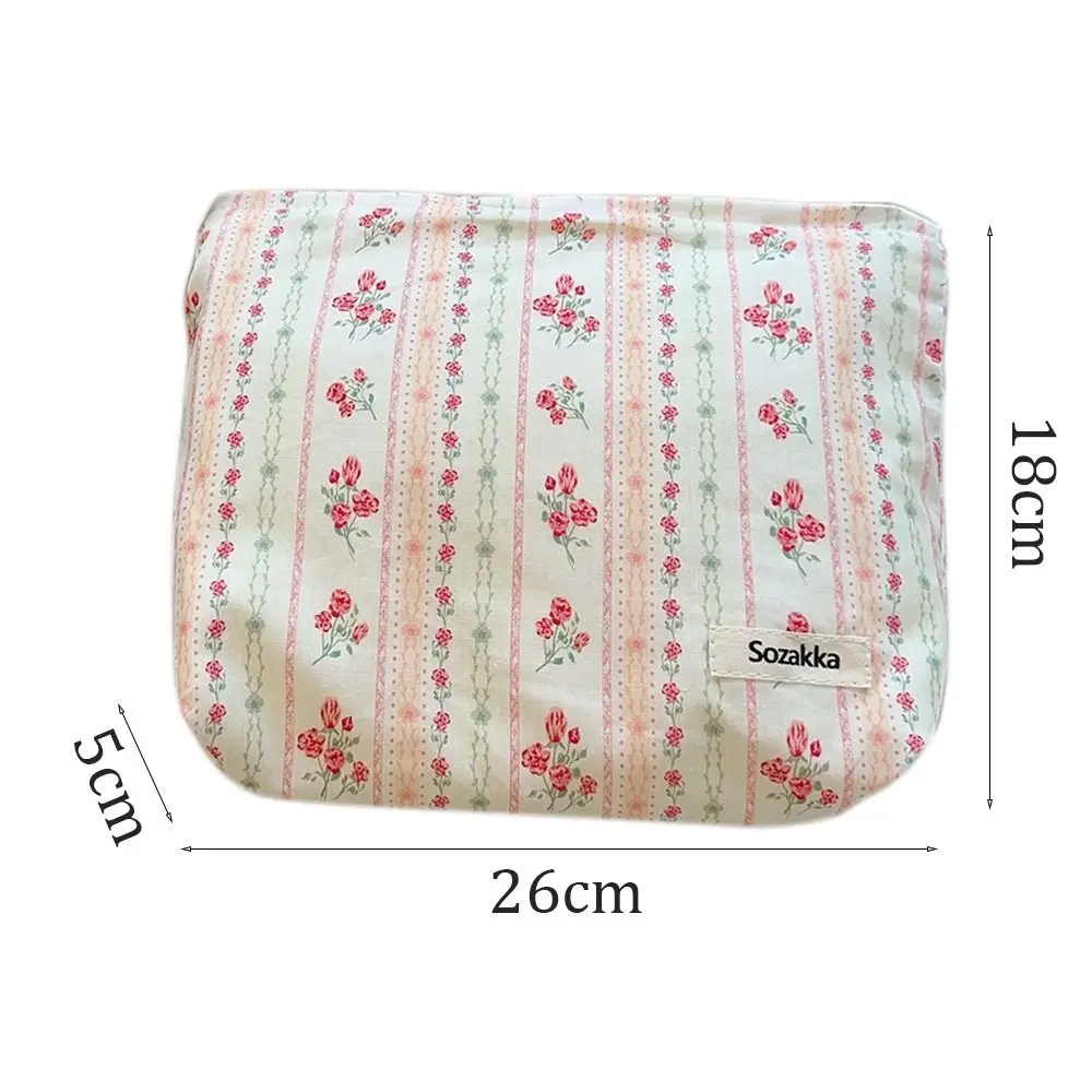 Floral Cotton Clutch Bag Makeup Bag Cosmetic Bag Toiletry Bag Wash Pouch Travel Organizer Coin Purse Sanitary Napkins Pocket