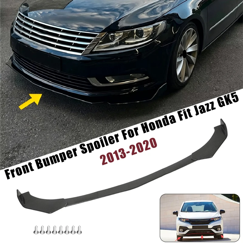 Sport Front Bumper Splitter Spoiler Lip For Honda Fit Jazz GK5 2013-2020 5Pcs Adjustable Sectional Car Exterior Tuning Body Kit