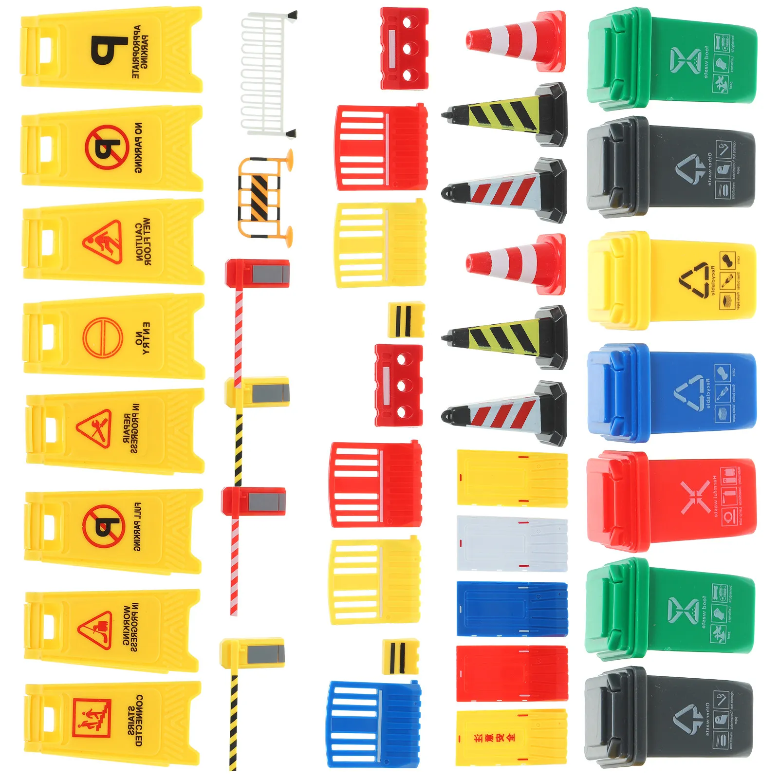 

1Set Traffic Barricade Educational Blocks Bright Color Compact for Kids Parent Child Interaction Road Block Sign Simulation