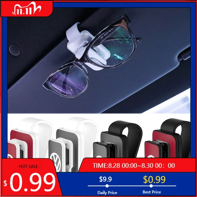 

VW GTI GOLF 2026 Горячая для VW VOLKSWAGEN Автомобильные солнцезащитные очки с зажимом для солнцезащитного козырька, держатель для хранения билетов для Volkswagen Golf Bor